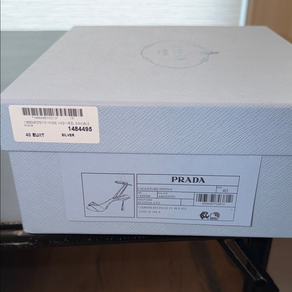 Prada Metallic Silver Heeled Sandals - Picture 5 of 5